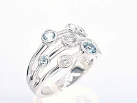 Witgouden design ring met aquamarijn en diamant - afbeelding 6 van  11