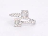Witgouden design ring met briljant en baguette - afbeelding 8 van  11