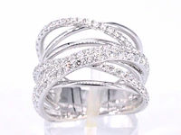 Witgouden design ring met diamanten - afbeelding 1 van  11