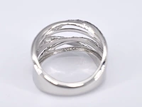 Witgouden design ring met witte en zwarte briljanten diamanten - afbeelding 7 van  8