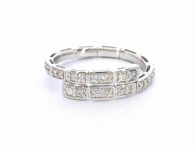 Witgouden design serpent model ring met natuurlijke diamanten - afbeelding 1 van  9