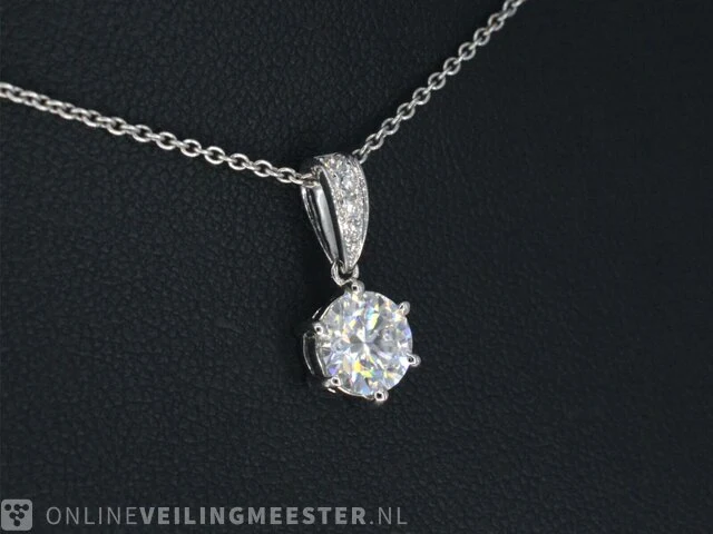 Witgouden diamanten hanger met een gemaakte briljant cut van 1.00 carat - afbeelding 4 van  6