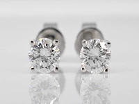 Witgouden diamanten oorbellen van 1.00 carat - afbeelding 1 van  5