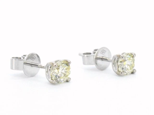 Witgouden diamanten oorbellen van 1.00 carat - afbeelding 7 van  10