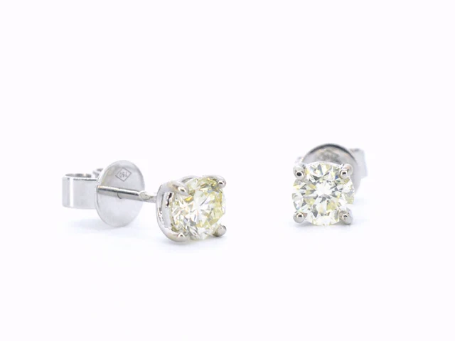 Witgouden diamanten oorbellen van 1.00 carat - afbeelding 8 van  11