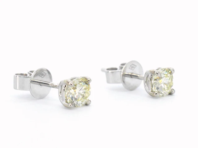 Witgouden diamanten oorbellen van 1.00 carat - afbeelding 7 van  10