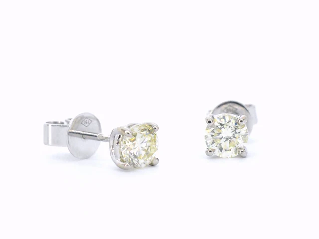 Witgouden diamanten oorbellen van 1.00 carat - afbeelding 9 van  10