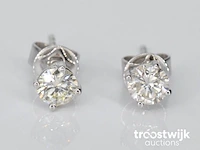 Witgouden diamanten oorbellen van 1.20 carat - afbeelding 1 van  5