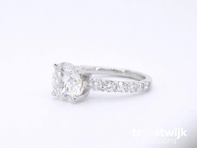 Witgouden diamanten ring met een gemaakte briljant cut van 3.00 carat - afbeelding 7 van  9