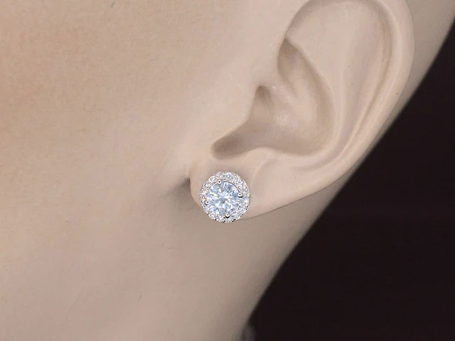 Witgouden diamanten solitair oorbellen van 1.26 carat - afbeelding 2 van  8