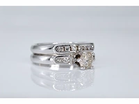 Witgouden dubbele ring met een briljant geslepen diamant - afbeelding 4 van  8
