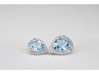 Witgouden entourage hanger bezet met topaas en diamanten, excl. ketting - afbeelding 5 van  8
