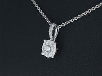 Witgouden entourage hanger met briljant geslepen diamanten, excl. ketting - afbeelding 3 van  7