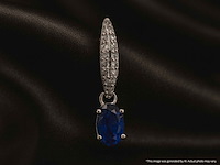 Witgouden entourage hanger met diamanten en saffier - afbeelding 2 van  9
