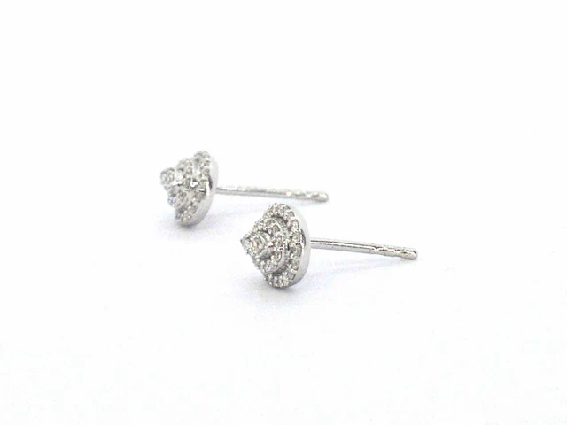 Witgouden entourage oorbellen met diamant - afbeelding 4 van  8