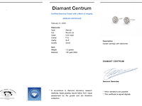 Witgouden entourage oorbellen met diamant - afbeelding 3 van  7