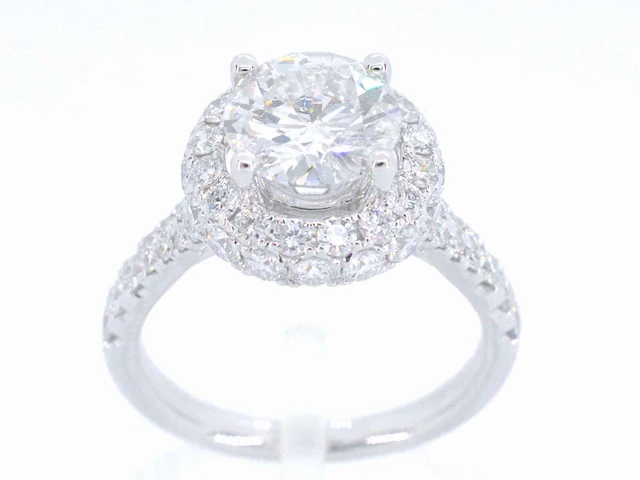 Witgouden entourage ring briljant 2.00 ct - afbeelding 1 van  10