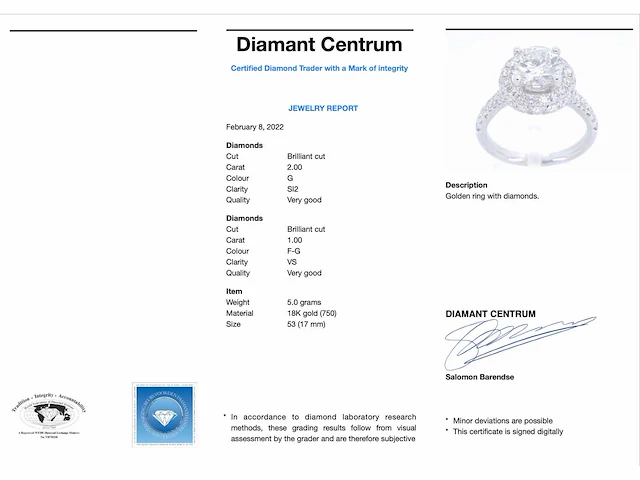 Witgouden entourage ring briljant 2.00 ct - afbeelding 4 van  10