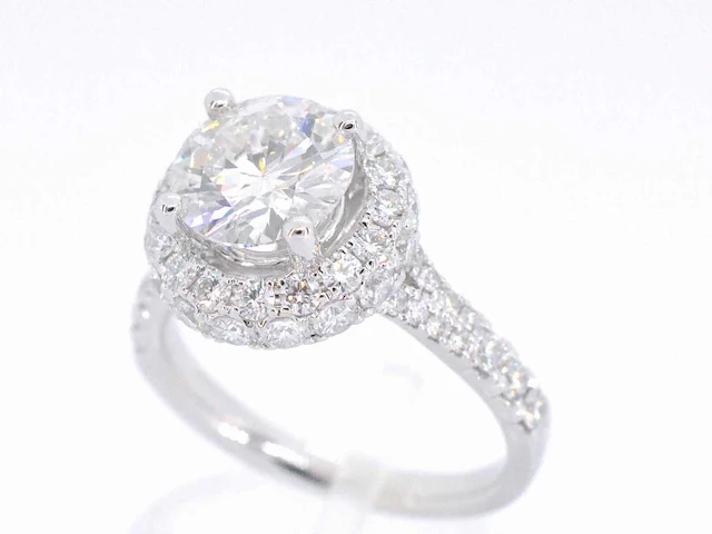 Witgouden entourage ring briljant 2.00 ct - afbeelding 5 van  10