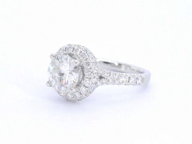 Witgouden entourage ring briljant 2.00 ct - afbeelding 10 van  10