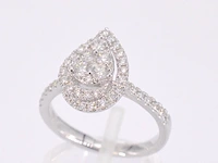 Witgouden entourage ring diamanten pear shape - afbeelding 6 van  11