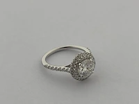 Witgouden entourage ring met diamanten en een briljant - natuurlijk - afbeelding 3 van  9