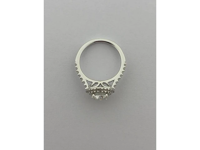 Witgouden entourage ring met diamanten en een briljant - natuurlijk - afbeelding 5 van  9