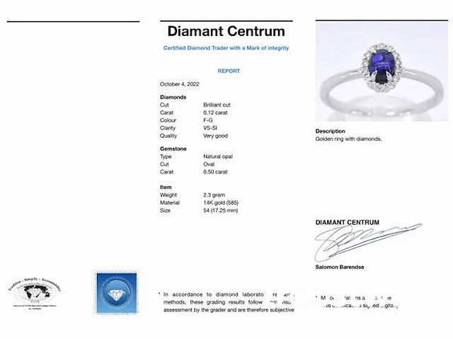 Witgouden entourage ring met diamanten en natuurlijke opaal - afbeelding 2 van  10