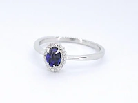 Witgouden entourage ring met diamanten en natuurlijke opaal - afbeelding 9 van  10