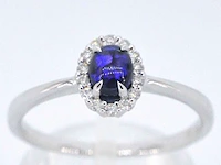 Witgouden entourage ring met diamanten en natuurlijke opaal - afbeelding 1 van  10
