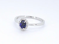 Witgouden entourage ring met diamanten en natuurlijke opaal - afbeelding 8 van  10