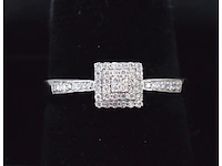 Witgouden entourage ring met diamanten - afbeelding 7 van  9