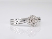 Witgouden entourage ring met diamanten - afbeelding 7 van  9