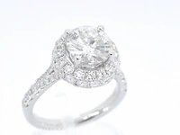 Witgouden entourage ring met een briljant geslepen diamant 2.00 carat - afbeelding 5 van  10