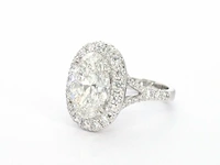 Witgouden entourage ring met een ovaal van 5.00 carat - afbeelding 3 van  8