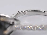 Witgouden entourage ring met grote diamanten en een zwarte diamant - afbeelding 11 van  11