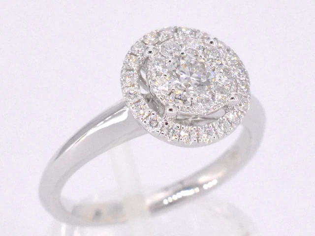 Witgouden entourage ring vol gezet met diamanten - afbeelding 6 van  10