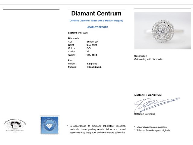Witgouden entourage ring vol gezet met diamanten - afbeelding 3 van  10