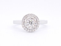 Witgouden entourage ring vol gezet met diamanten - afbeelding 6 van  10