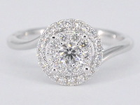 Witgouden entourage slagring met diamanten - afbeelding 1 van  8