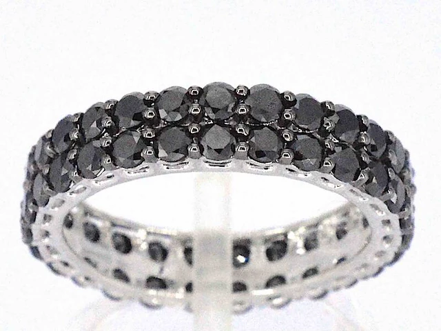 Witgouden eternity ring met zwarte diamanten - afbeelding 1 van  11