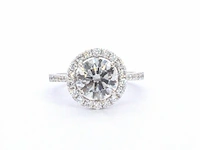 Witgouden halo ring met een briljant geslepen diamanten van 2.08 carat - afbeelding 7 van  9