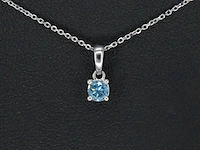 Witgouden halsketting met een blauwe diamant 0.25 carat - afbeelding 1 van  7