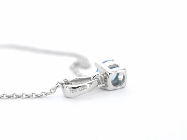 Witgouden halsketting met een blauwe diamant 0.25 carat - afbeelding 7 van  7