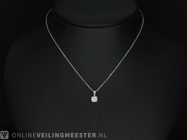 Witgouden halsketting met een briljant diamant 0.52 carat - afbeelding 2 van  7