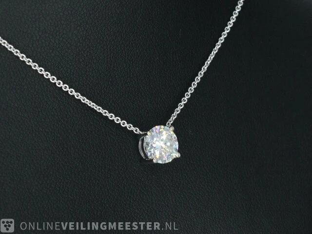 Witgouden halsketting met een briljant diamant van 2.00 carat - afbeelding 6 van  10