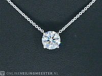 Witgouden halsketting met een briljant geslepen diamant van 2.00 carat - afbeelding 1 van  9