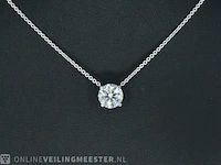 Witgouden halsketting met een briljant geslepen diamant van 2.00 carat - afbeelding 3 van  9