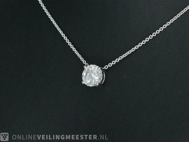 Witgouden halsketting met een briljant geslepen diamant van 2.00 carat - afbeelding 4 van  9