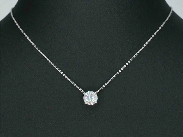 Witgouden halsketting met een diamant van 0.50 carat - afbeelding 2 van  7